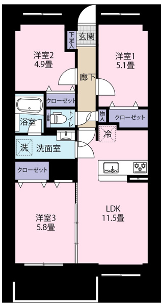 【間取り】 | じゅうグランドマンション・シュリアン篠栗☆仲介手数料無料☆