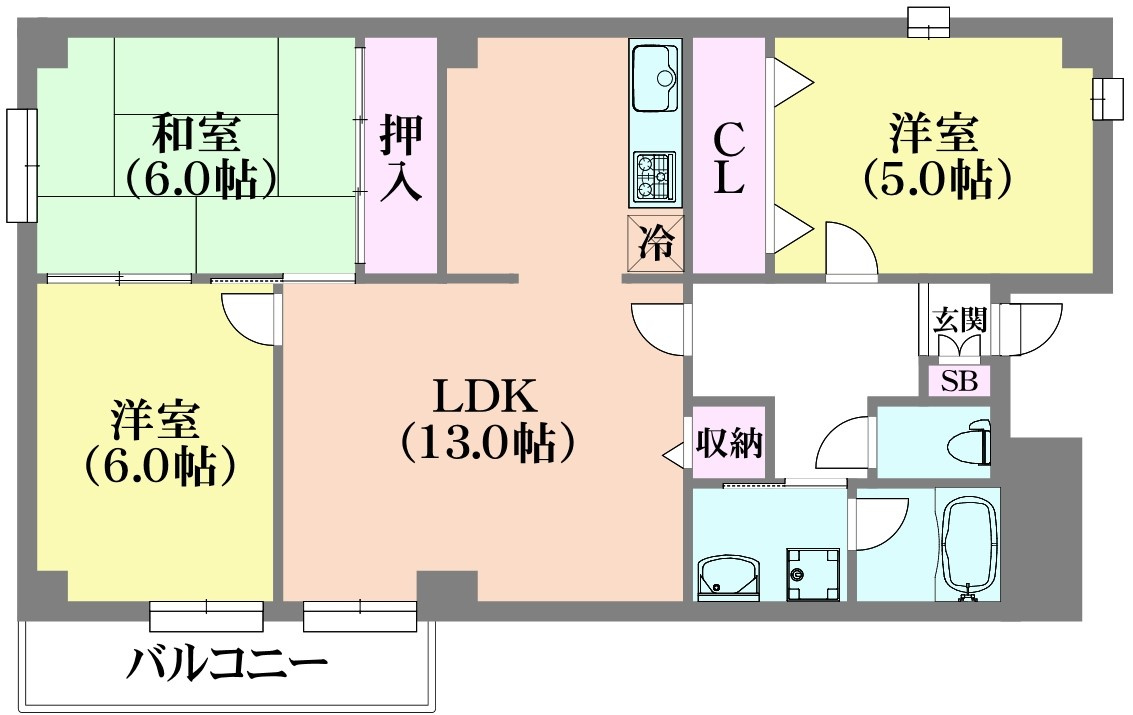 カルム湊川の間取り