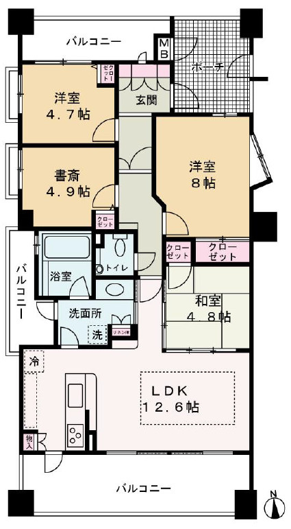 サンヒルズ坂田町　2階の間取り|4LDKです。