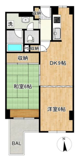 【間取り】 | シャルマンコーポ今里 | 【2DK＋南向きバルコニー☆】室内綺麗にご使用です☆ゆとりの一人暮らし、仲良く二人暮らしにおススメです♪TVモニターホン完備☆