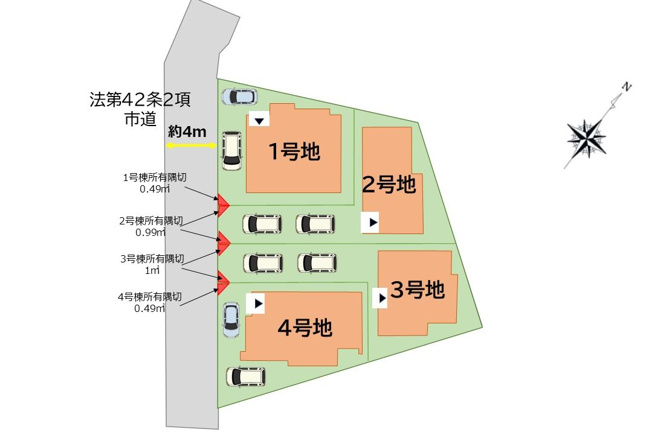 【区画図】 | 福岡市西区小戸1丁目4期　4号棟（全4棟）【仲介手数料無料・0円】 | 区画図です。4号棟