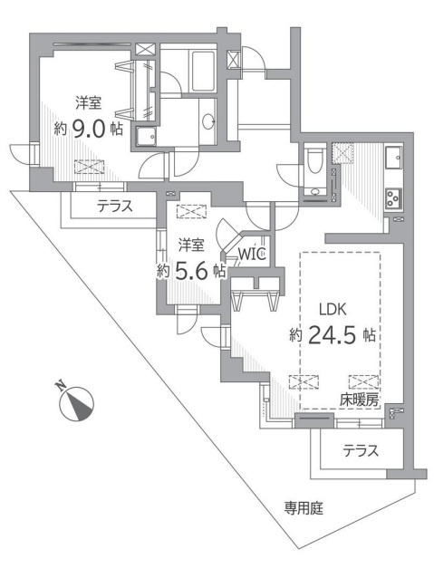文京区千駄木５丁目の中古マンションの間取り