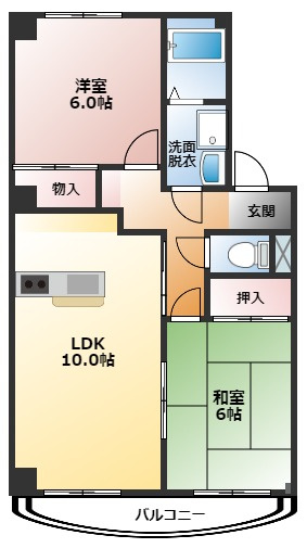 シルクヴェールフジ Aの間取り