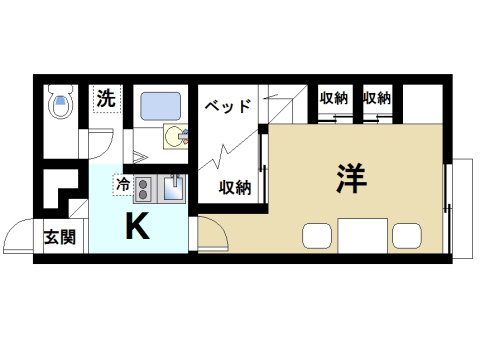 レオパレスＢｏｎｎｅ　ｊｏｕｒｎｅｅの間取り|ワンルームの間取りです。
