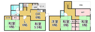 西宮市丸橋町貸家の間取り