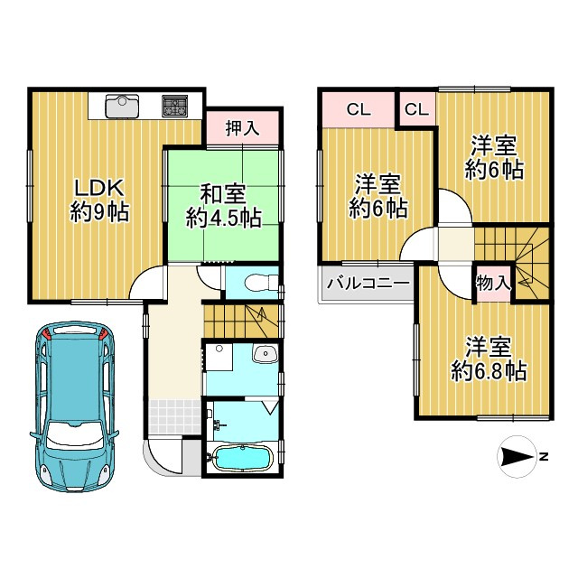 乙訓郡大山崎町字円明寺小字佃の間取り|令和8年3月リフォーム済み！
前道：幅員約6ｍで楽々駐車可能です。