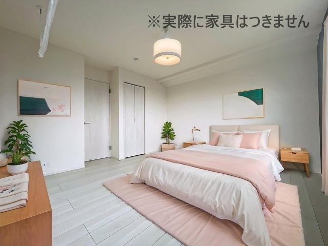 新築戸建・新築建売　郡山市安積町南長久保一丁目2期　安積第三小・安積第二中の洋室|画像はバーチャルホームステージングの加工による演出で、実際の家具は付きません。