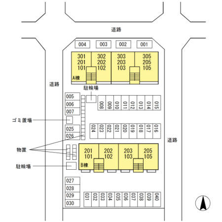 グレイシャスコートＡ102の区画図