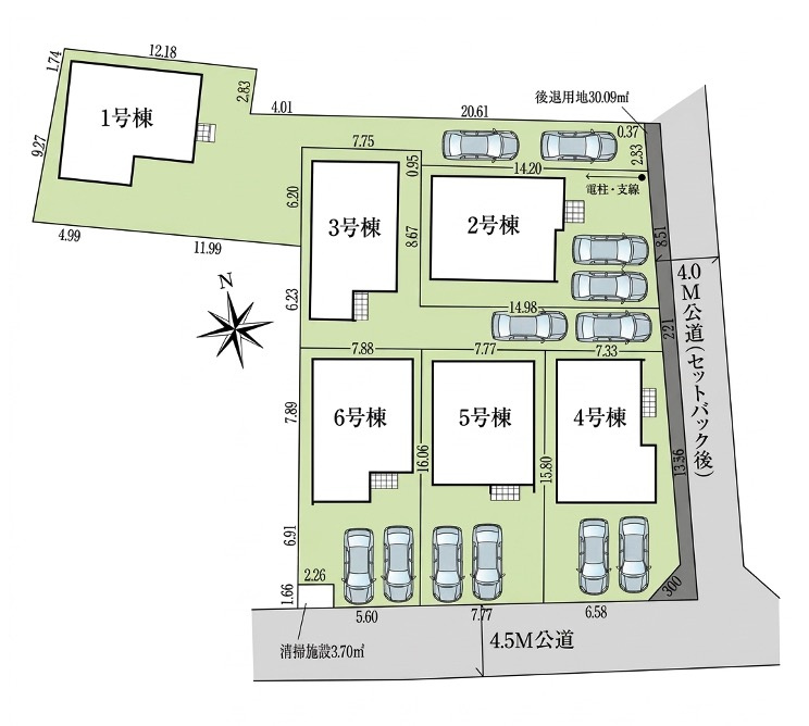 [新築住宅] 坂戸市仲町 全6棟の区画図