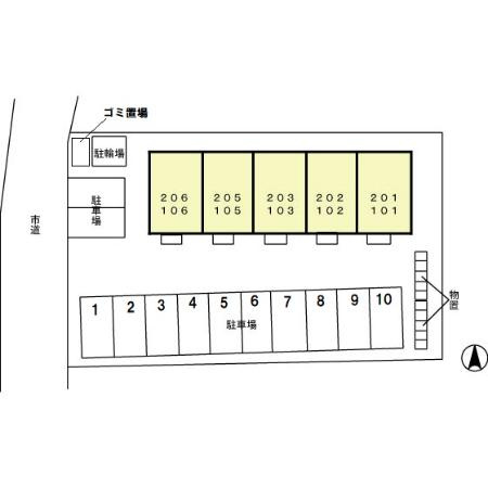 コンフォート八橋南202の区画図