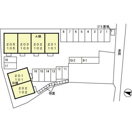 シャインパーク牛島Ａ203の区画図