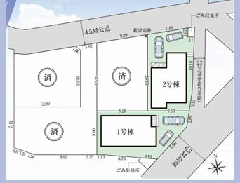 伊勢崎氏下糟屋2期　新築一戸建て　2号棟の区画図|配置図