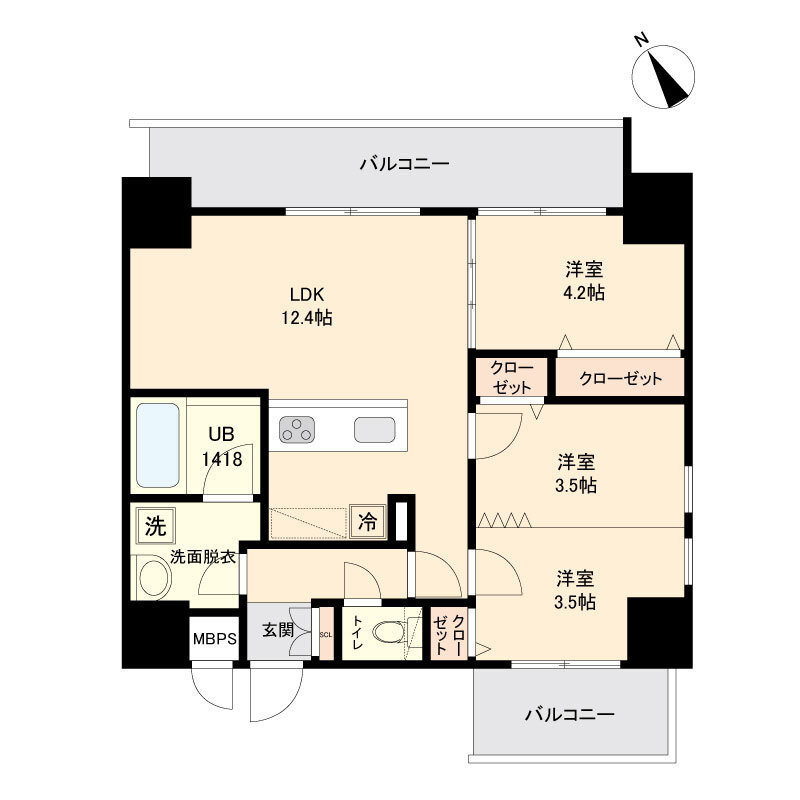 ModernPalazzo博多駅東(モダンパラッツォ博多駅東)の間取り|使いやすい間取りです。