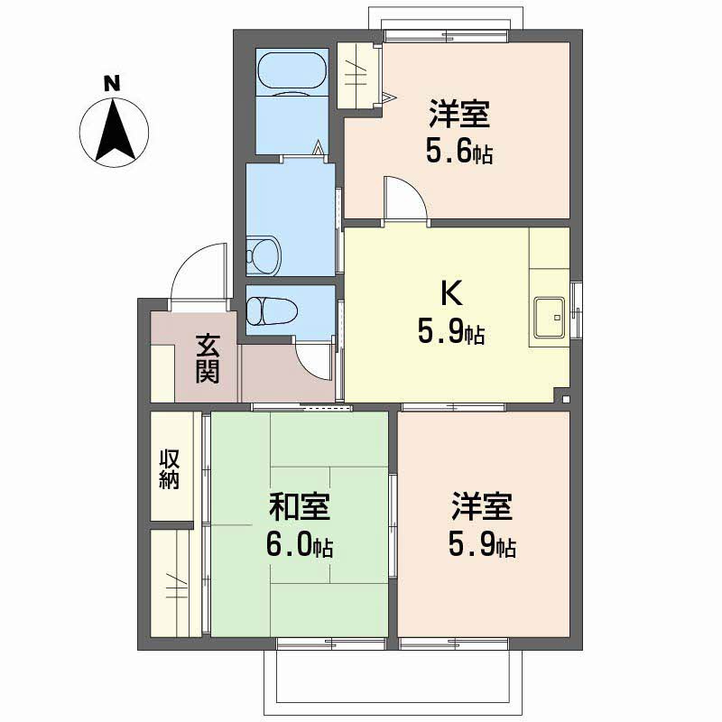 ハイツ岩郷 A棟の間取り