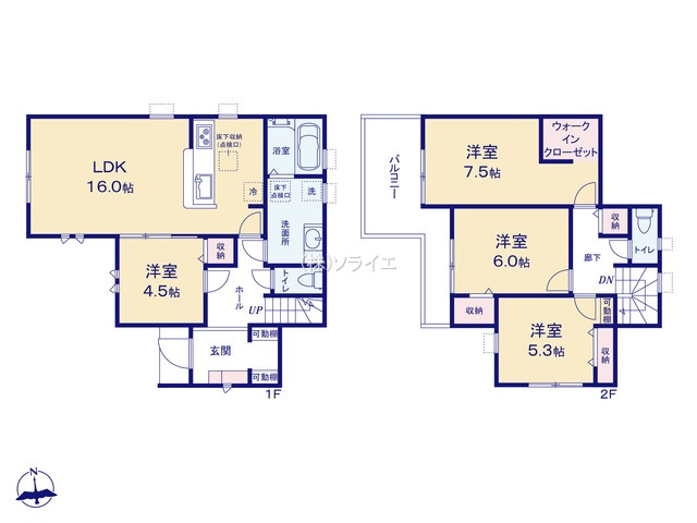 川越市上野田町第2期全3棟　新築戸建　リーブルガーデンの間取り