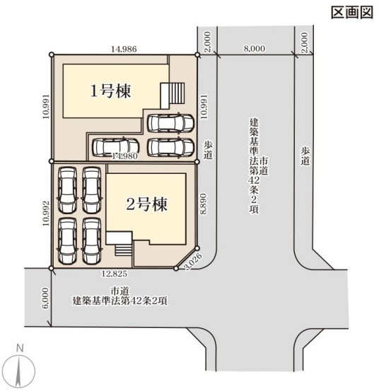 【新築戸建】　いわき市平塩第1　全2棟　長期優良住宅の区画図|区画図です。