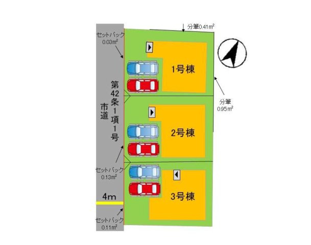 福岡市南区和田4丁目第1-3棟（1号棟）の区画図|配置図（1号棟）