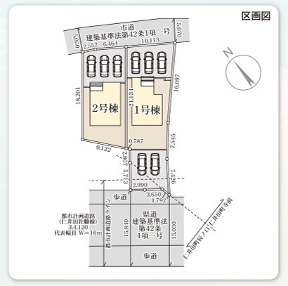 【新築戸建】　いわき市仁井田寺前1期　全2棟の区画図|区画図です。