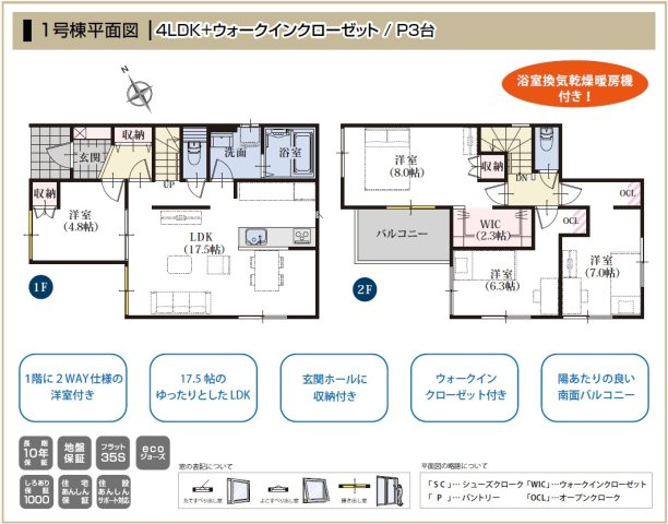 【間取り】 | 藤枝市藤岡二丁目5期　新築戸建　1号棟 | 使い勝手の良い４LDK♪フラットな生活が可能な一階居室のある間取です！