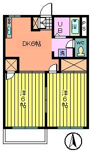 宮腰ハイツＢの間取り