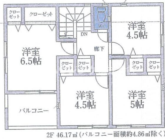【仲介手数料無料】所沢市山口第６３全４棟１号棟　所沢市の新築なら西武ハウジングの間取り
