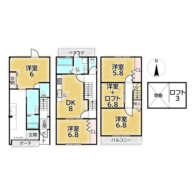上京区中務町 中古戸建の間取り