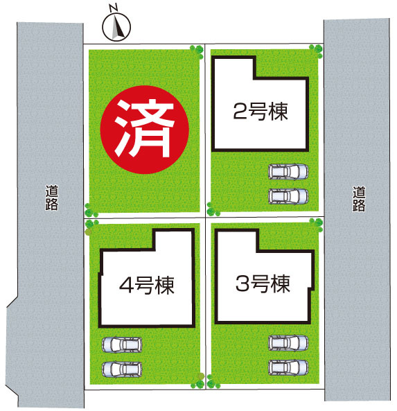 泉佐野市日根野　新築一戸建ての区画図|全４区画