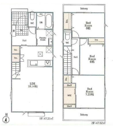 西尾市戸ケ崎5丁目4番　新築分譲住宅　全2棟　A号棟の間取り