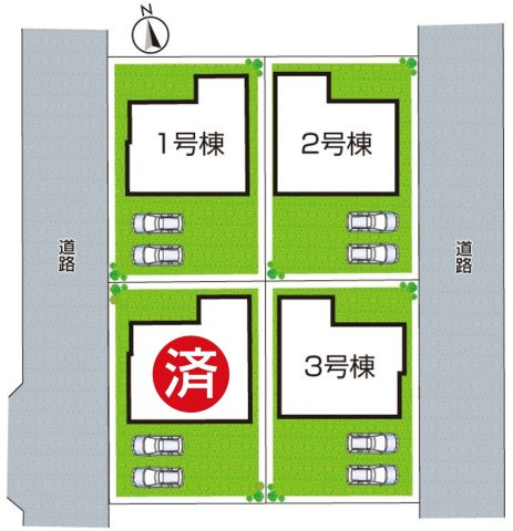 10(土)11(日)12(祝)現地説明会！◆泉佐野市日根野　新築一戸建ての区画図|全４区画