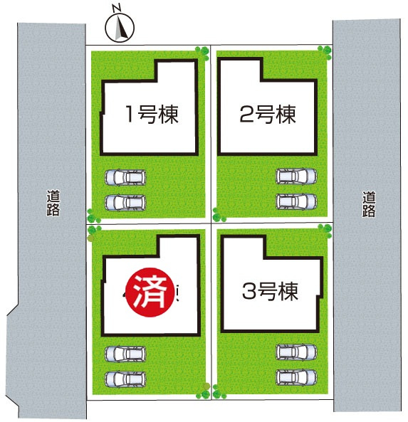 泉佐野市日根野　新築一戸建ての区画図|全４区画