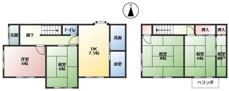 揖保郡太子町福地　　中古戸建の間取り