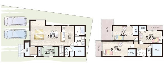 宝塚市中州　新築一戸建ての間取り|1号地