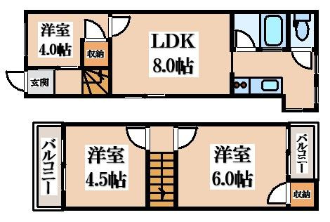 【間取り】 | 若江南町４丁目貸家