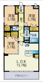 【間取り】 | （仮称）プレア次郎丸　A棟