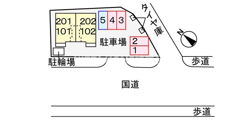 綾部市味方町薬師前のアパートの区画図