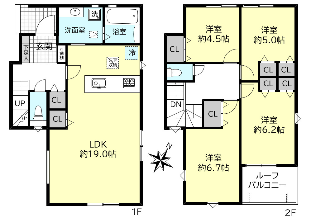神戸市西区伊川谷町潤和新築戸建１号棟の間取り