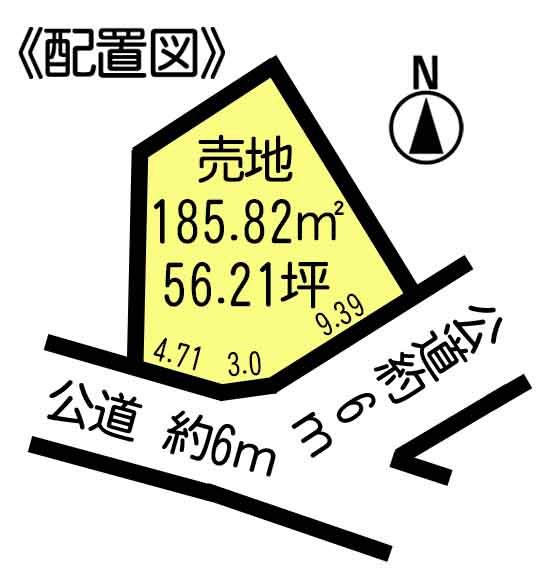 常滑市本郷町4丁目　売地の土地図|○●区画図●○