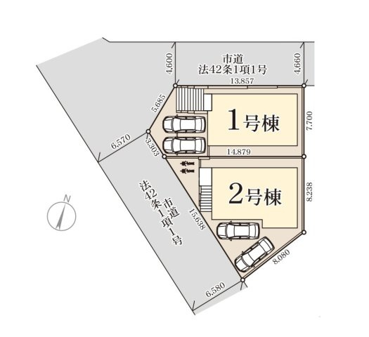 福岡市東区舞松原2丁目第1-2棟（1号棟）の区画図|配置図（1号棟）