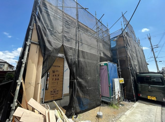 堺市東区日置荘西町　新築一戸建ての外観|現在建築中！落ち着いた街並みで新生活を始めることが出来そう！周辺の物件も併せてご紹介させて頂きます！