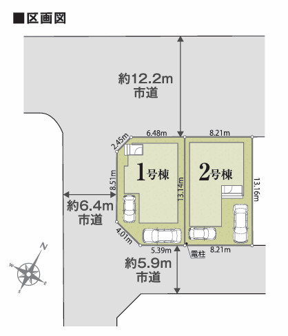 神戸市西区伊川谷町潤和新築戸建２号棟の区画図