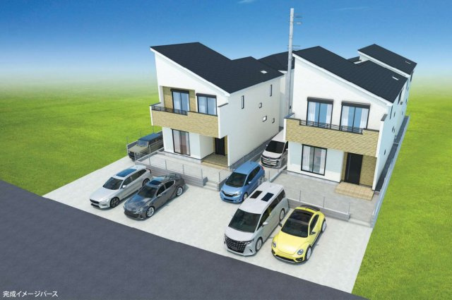 横浜市都筑区池辺町 新築戸建て【仲介手数料無料】カースペース2台の外観パース