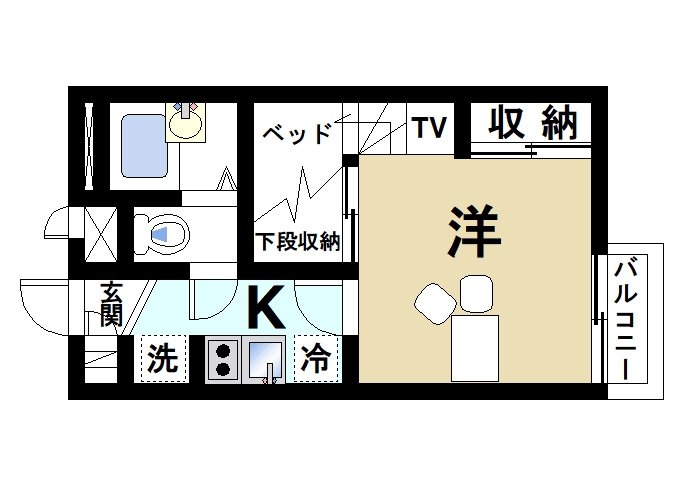 レオパレス伏見Ⅱの間取り|単身者向けです