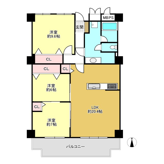 逆瀬川グリーンハイツA棟の間取り