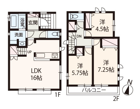 【間取り】 | 堺東区日置荘西町6丁　B号棟 | 角地に佇む3LDK新築戸建！耐震構造／住宅性能評価W取得予定／フラット35利用可。