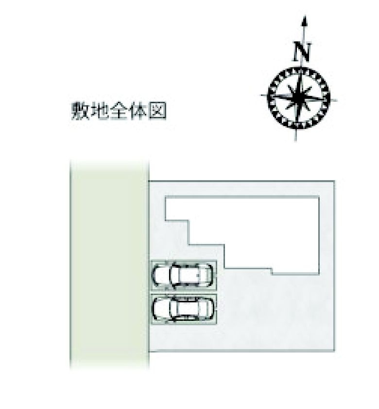 ワイウッドコート渋川市渋川第1期5号棟の区画図|駐車場2台ご用意しています！
並列駐車なので、車の出し入れもしやすいですよ！
