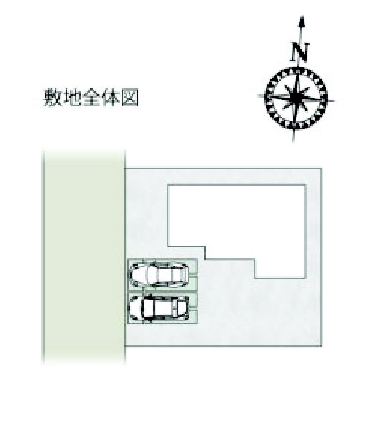 ワイウッドコート渋川市渋川第1期4号棟の区画図|駐車場2台ご用意しています！
並列駐車なので、車の出し入れもしやすいですよ！