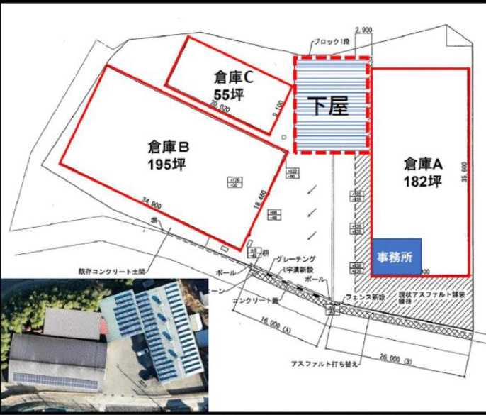 坂東市弓田の倉庫の間取り