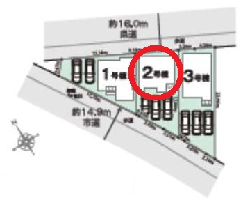 西尾市今川町01期　新築分譲住宅　全3棟　2号棟の区画図