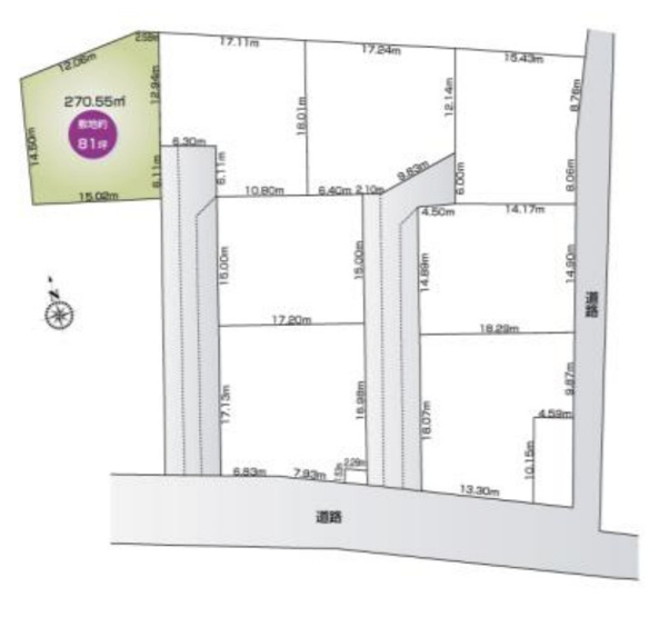 【区画図】 | 比企郡滑川町月輪大堀　新築戸建　全8区画　1号棟