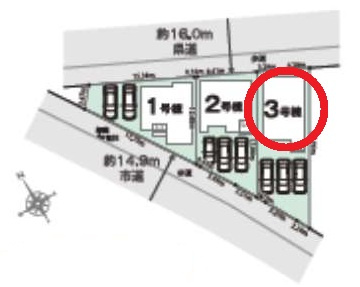 西尾市今川町01期　新築分譲住宅　全3棟　3号棟の区画図